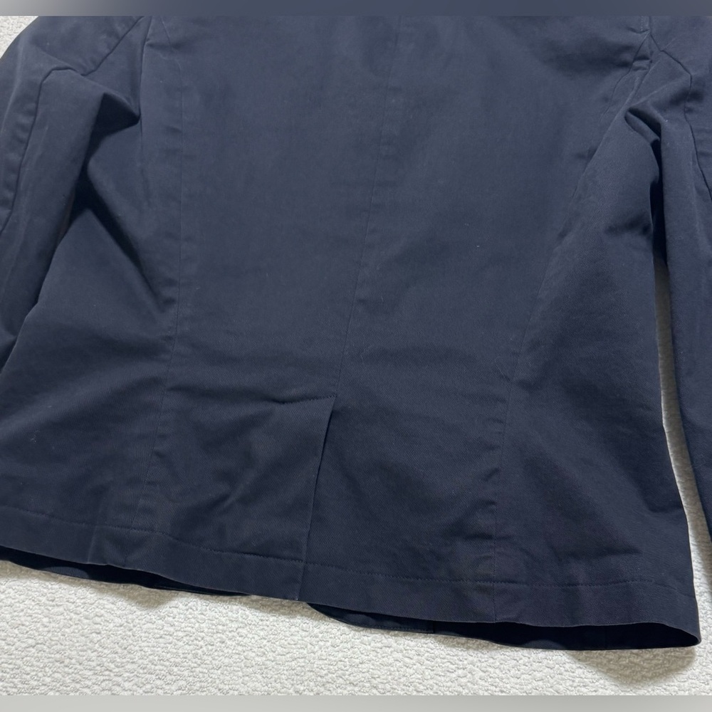 Talbots Stretch Size 10 Navy Blue Cotton Short Blazer - Picture 12 of 13